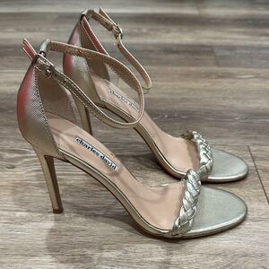 Charles David Gold Braided Ankle Strap Heels